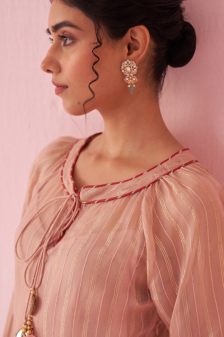 Blush Pink Organza & Katan Co-Ord Set by Studio Bagechaa at Pernia's Pop Up Shop