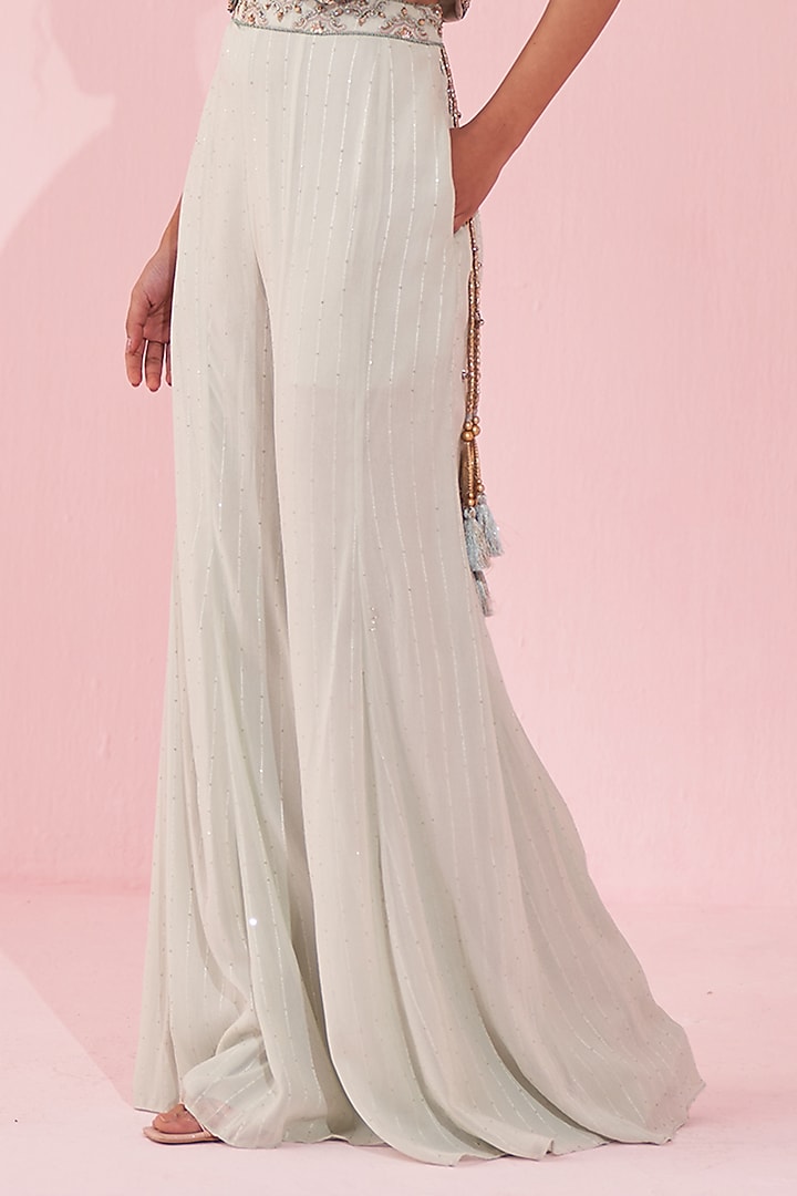 Pale Blue Georgette Sequin Party Wear Sharara Set by Studio Bagechaa at Pernia's Pop Up Shop