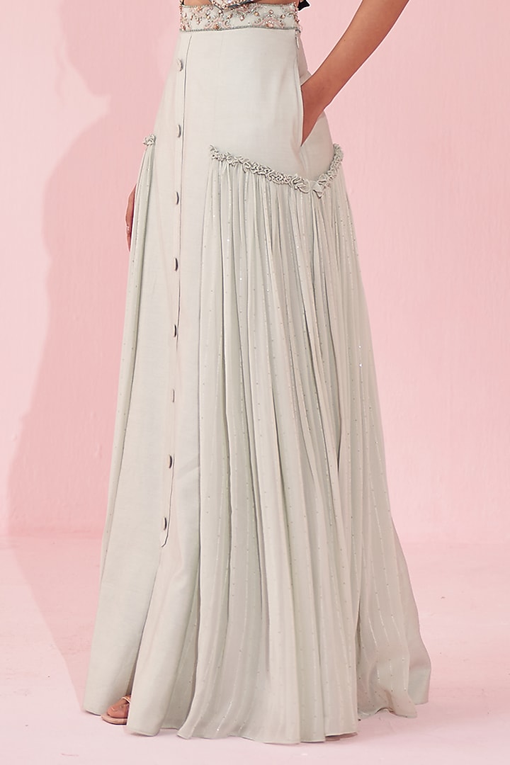Pale Blue Georgette Sequin Skirt Set by Studio Bagechaa at Pernia's Pop Up Shop