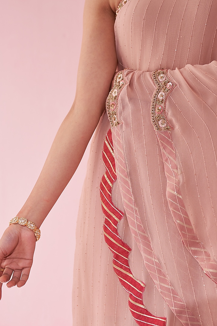 Blush Pink Georgette Sequin & Organza Party Wear Sharara Set by Studio Bagechaa at Pernia's Pop Up Shop
