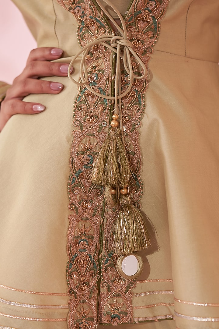 Green Chanderi & Katan Wedding Sharara Set by Studio Bagechaa at Pernia's Pop Up Shop