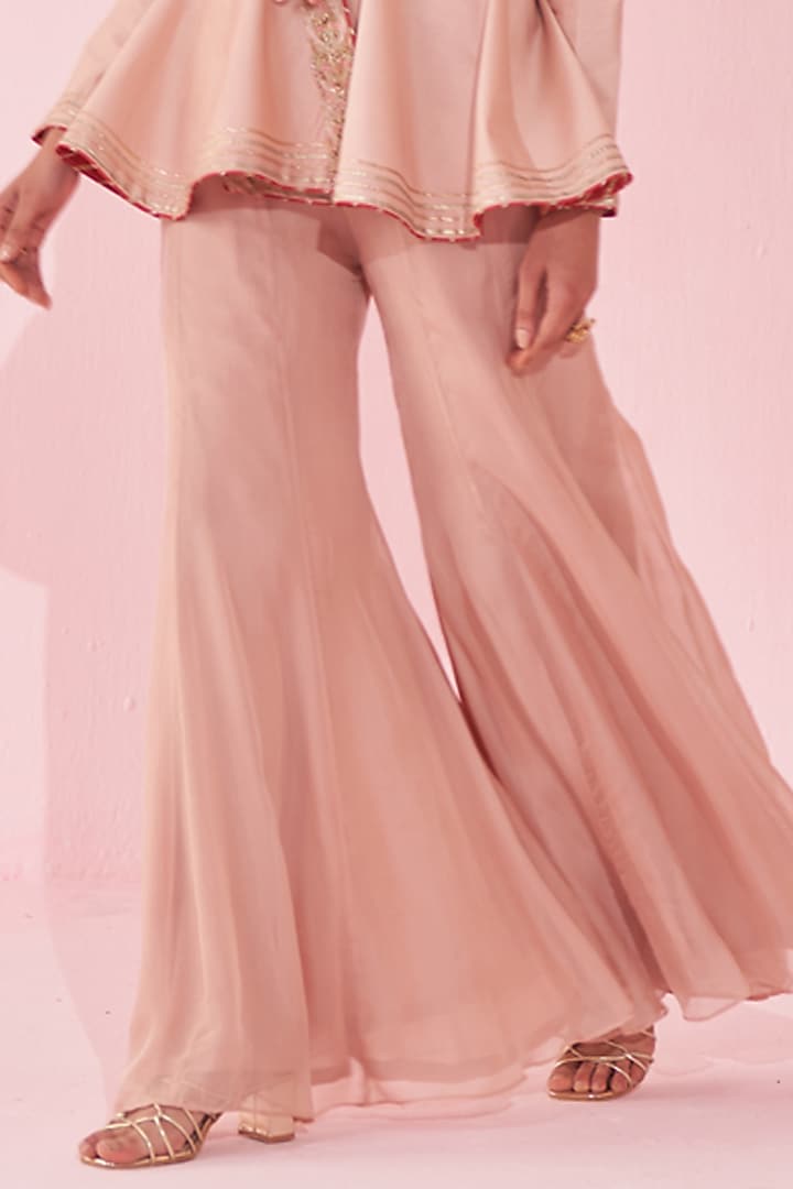 Blush Pink Katan & Chanderi Wedding Sharara Set by Studio Bagechaa at Pernia's Pop Up Shop