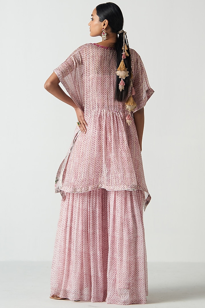 Purple Organza & Lurex Screen Printed Gharara Set by Studio Bagechaa at Pernia's Pop Up Shop