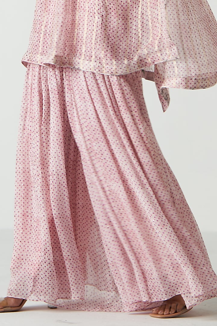 Purple Organza & Lurex Screen Printed Gharara Set by Studio Bagechaa at Pernia's Pop Up Shop