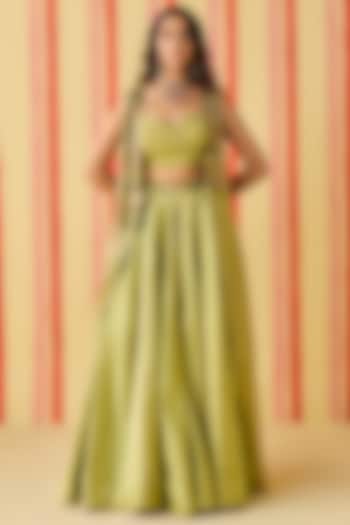 Green Dola & Organza Skirt Set by Studio Bagechaa at Pernia's Pop Up Shop