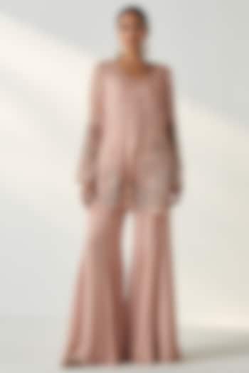 Blush Pink Georgette Party Wear Sharara Set by Studio Bagechaa at Pernia's Pop Up Shop