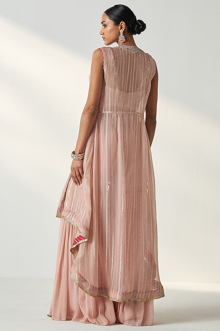 Blush Pink Georgette Gharara Set by Studio Bagechaa at Pernia's Pop Up Shop
