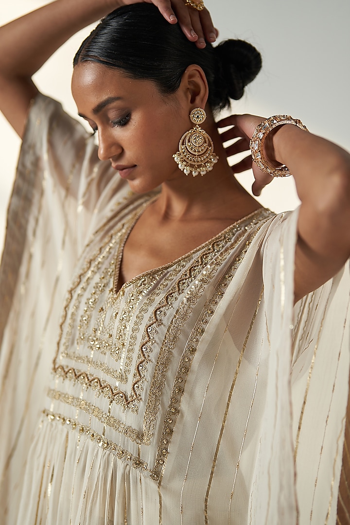 Ivory Georgette Gharara Set by Studio Bagechaa at Pernia's Pop Up Shop