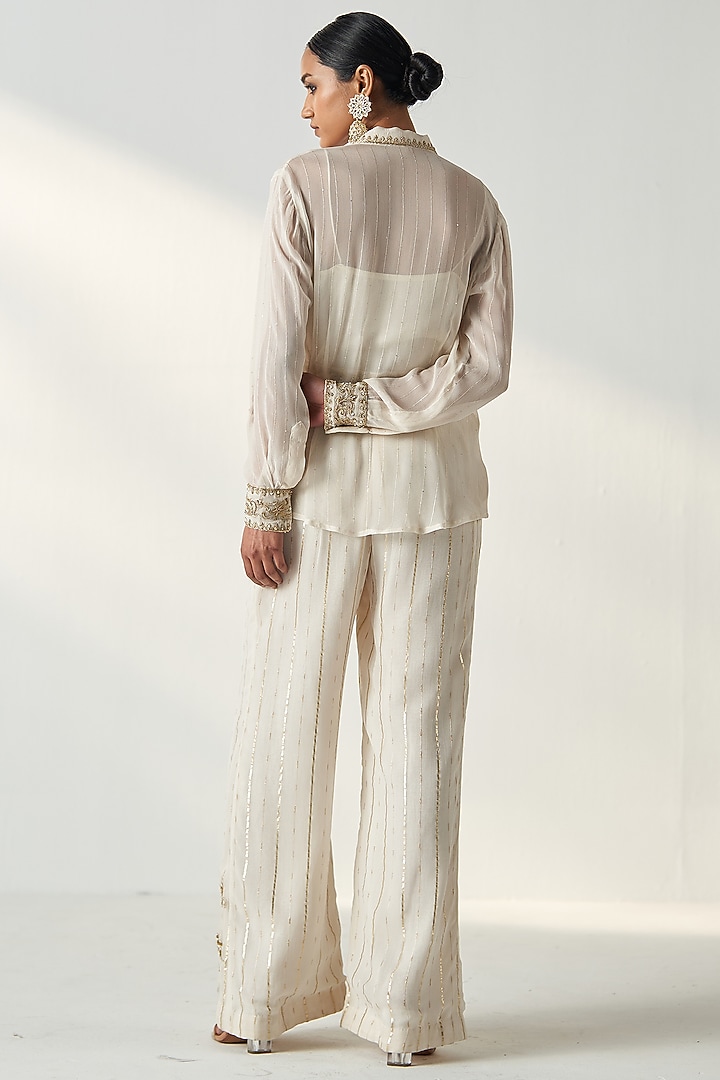 Ivory Georgette Co-Ord Set by Studio Bagechaa at Pernia's Pop Up Shop