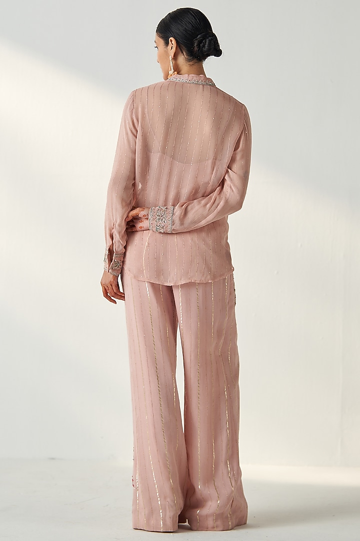 Blush Pink Georgette & Silk Co-Ord Set by Studio Bagechaa at Pernia's Pop Up Shop