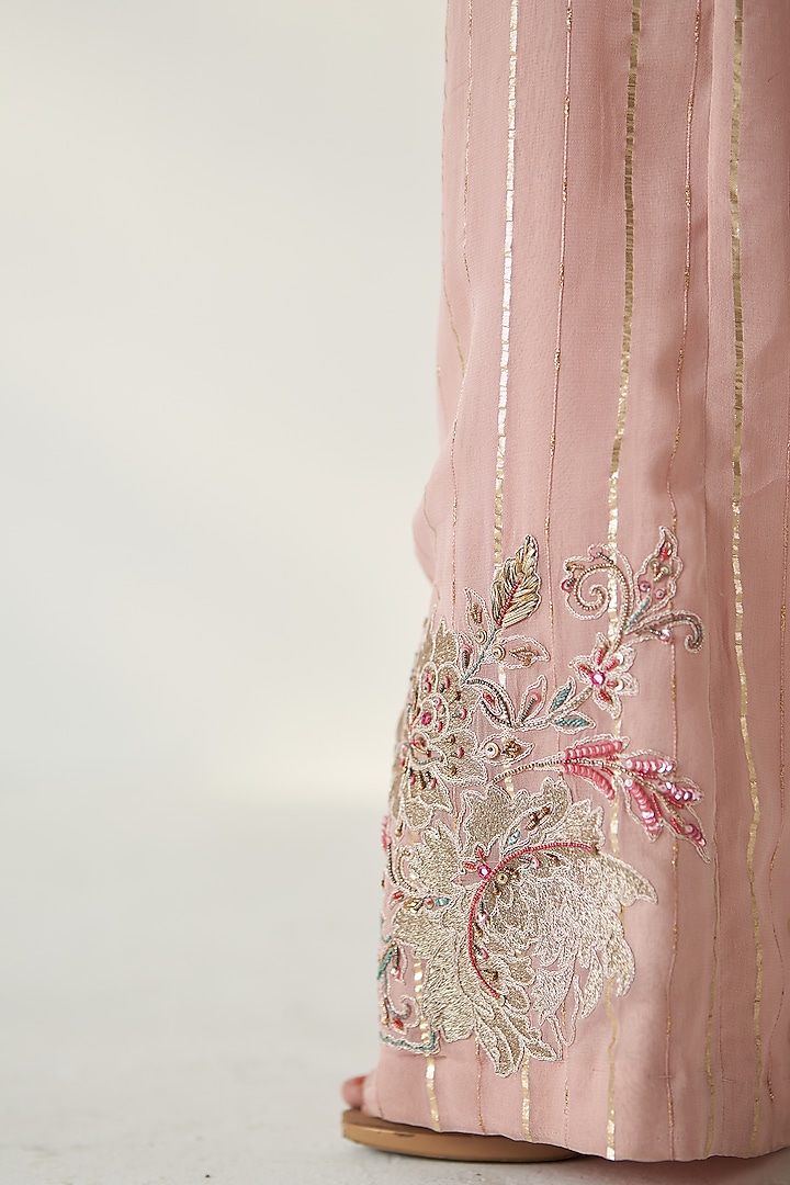 Blush Pink Georgette & Silk Co-Ord Set by Studio Bagechaa at Pernia's Pop Up Shop