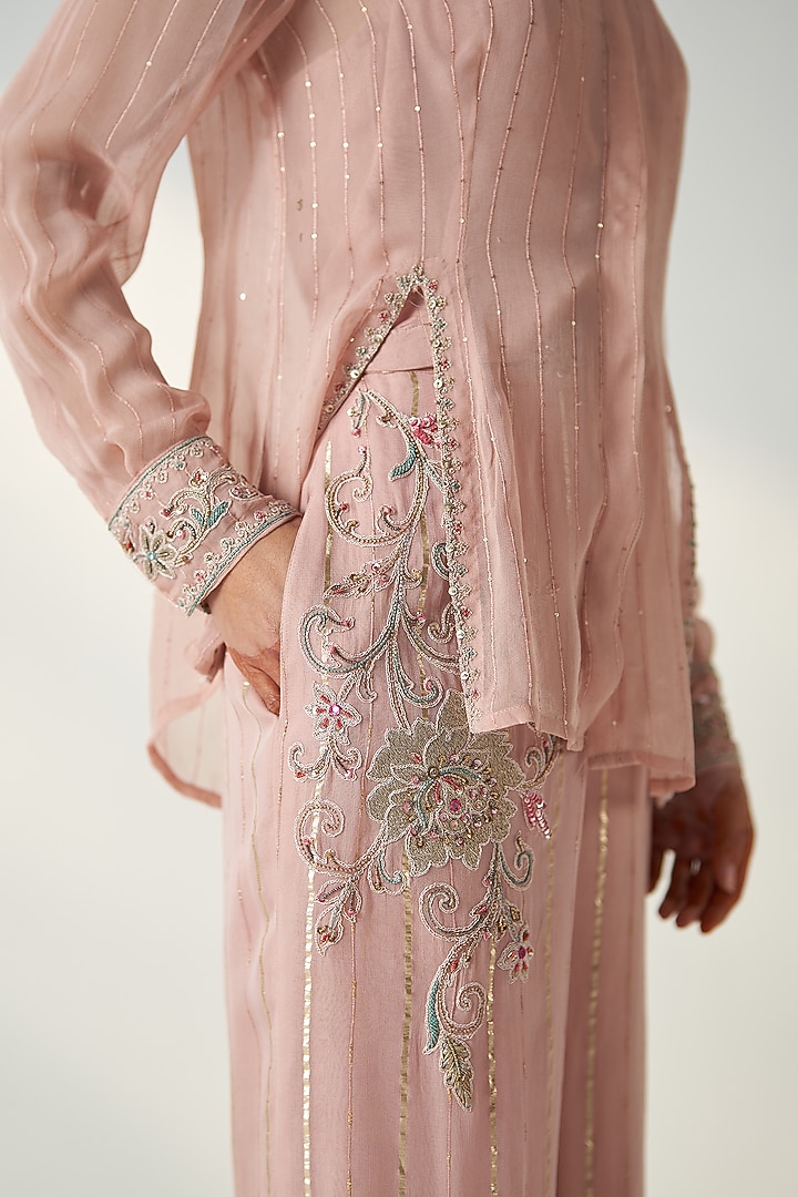 Blush Pink Georgette & Silk Co-Ord Set by Studio Bagechaa at Pernia's Pop Up Shop