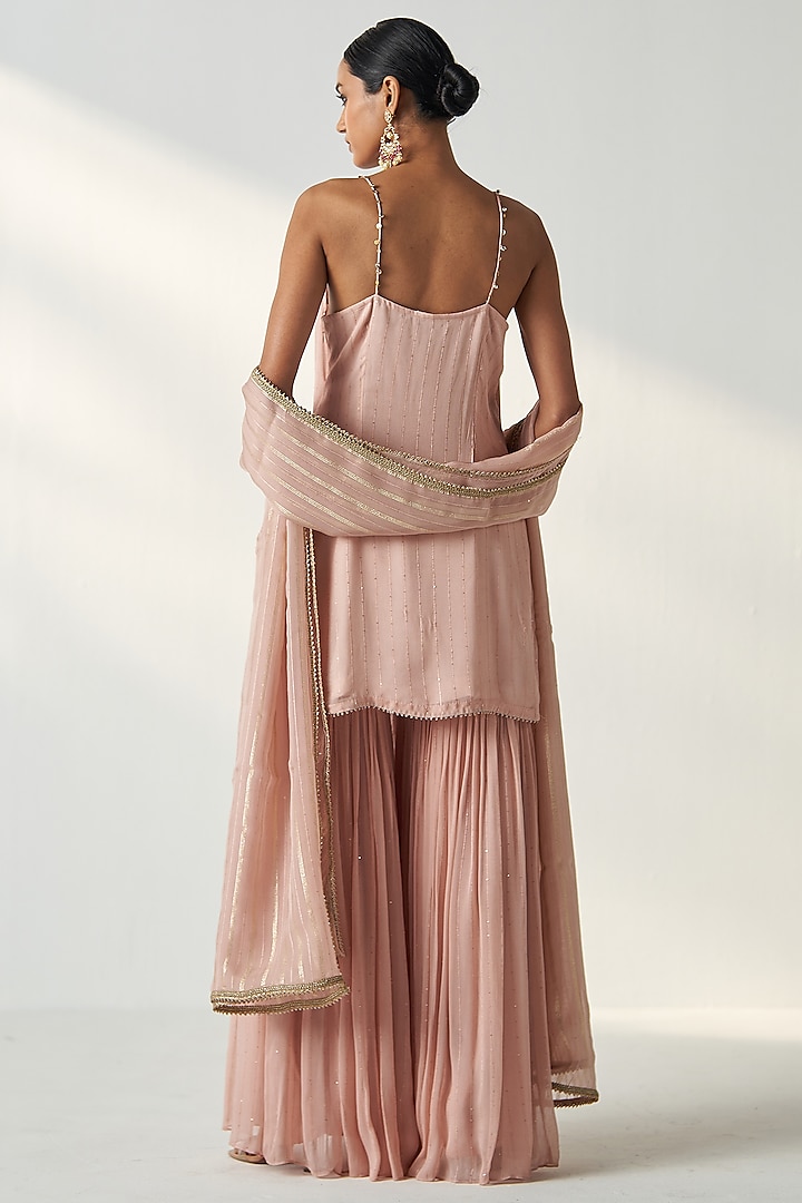 Blush Pink Georgette Party Wear Sharara Set by Studio Bagechaa at Pernia's Pop Up Shop