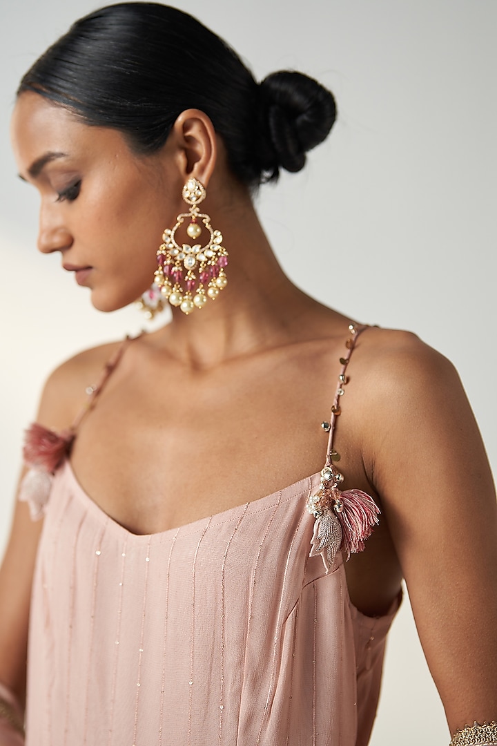 Blush Pink Georgette Party Wear Sharara Set by Studio Bagechaa at Pernia's Pop Up Shop