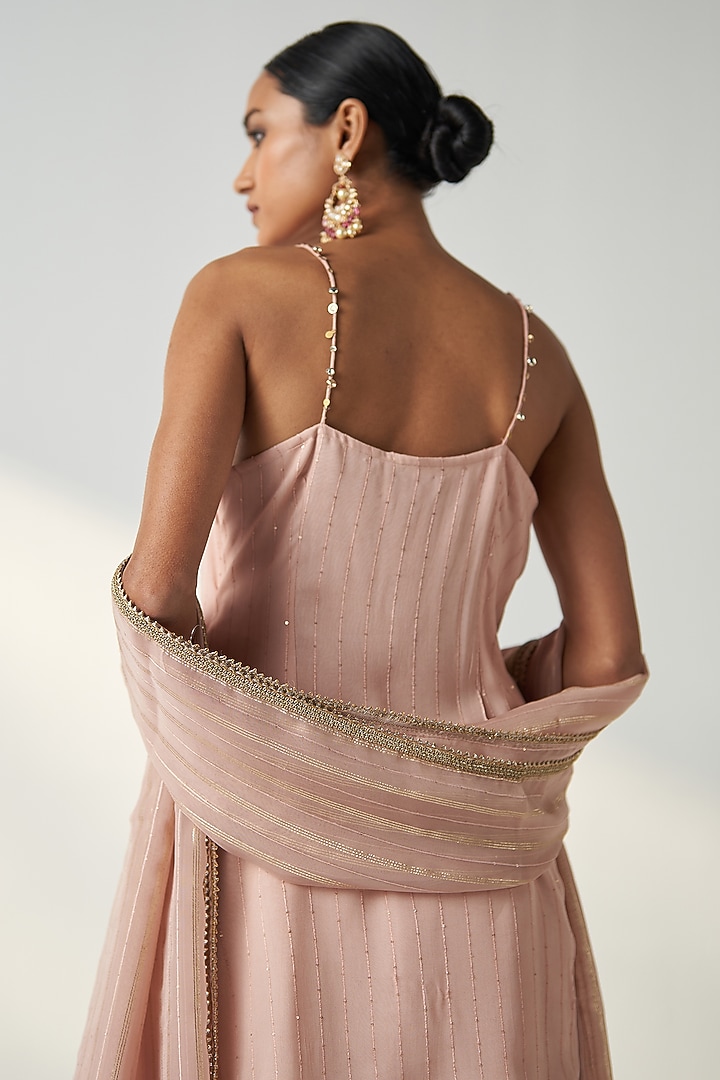 Blush Pink Georgette Party Wear Sharara Set by Studio Bagechaa at Pernia's Pop Up Shop