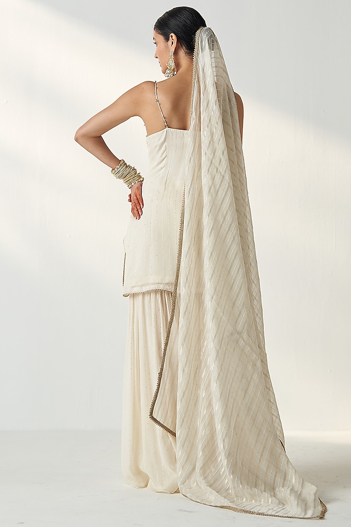 Ivory Georgette Party Wear Sharara Set by Studio Bagechaa at Pernia's Pop Up Shop