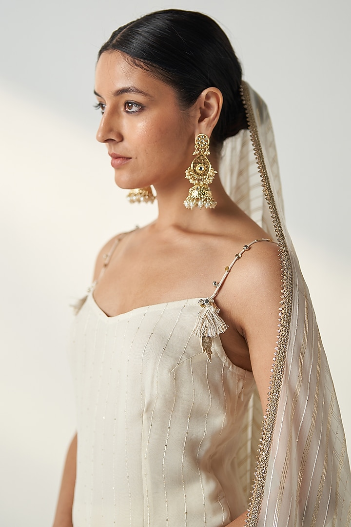 Ivory Georgette Party Wear Sharara Set by Studio Bagechaa at Pernia's Pop Up Shop