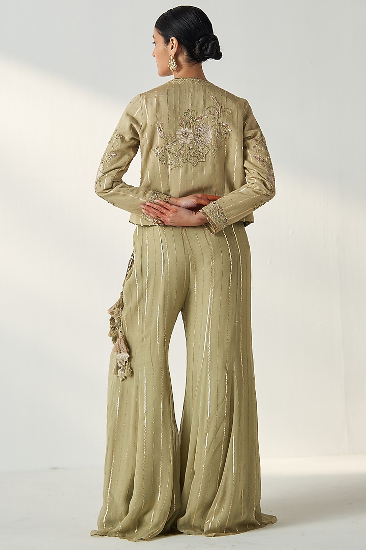 Green Georgette Party Wear Sharara Set by Studio Bagechaa at Pernia's Pop Up Shop