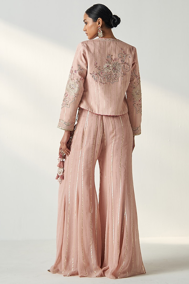 Blush Pink Georgette Party Wear Sharara Set by Studio Bagechaa at Pernia's Pop Up Shop
