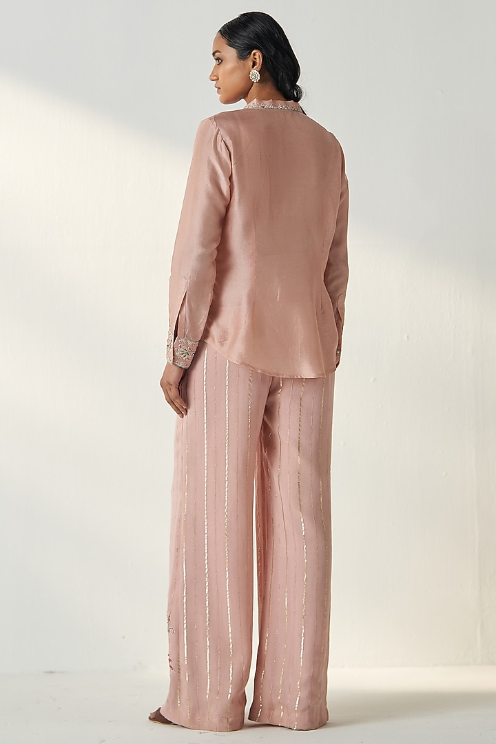 Blush Pink Dola Silk Co-Ord Set by Studio Bagechaa at Pernia's Pop Up Shop