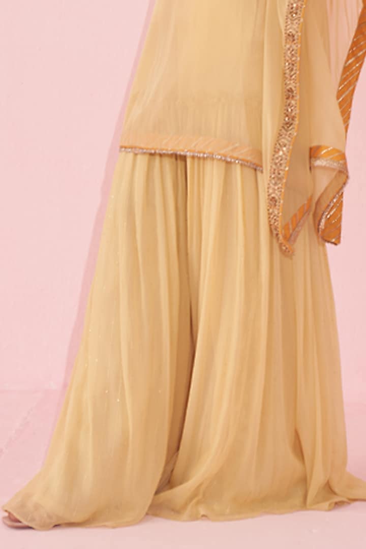 Yellow Organza Zari Hand Embroidered Kaftan Set by Studio Bagechaa at Pernia's Pop Up Shop