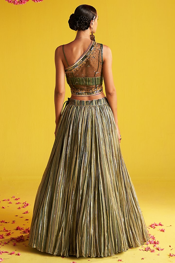 Multi-Colored Organza Printed Wedding Lehenga Set by Studio Bagechaa at Pernia's Pop Up Shop