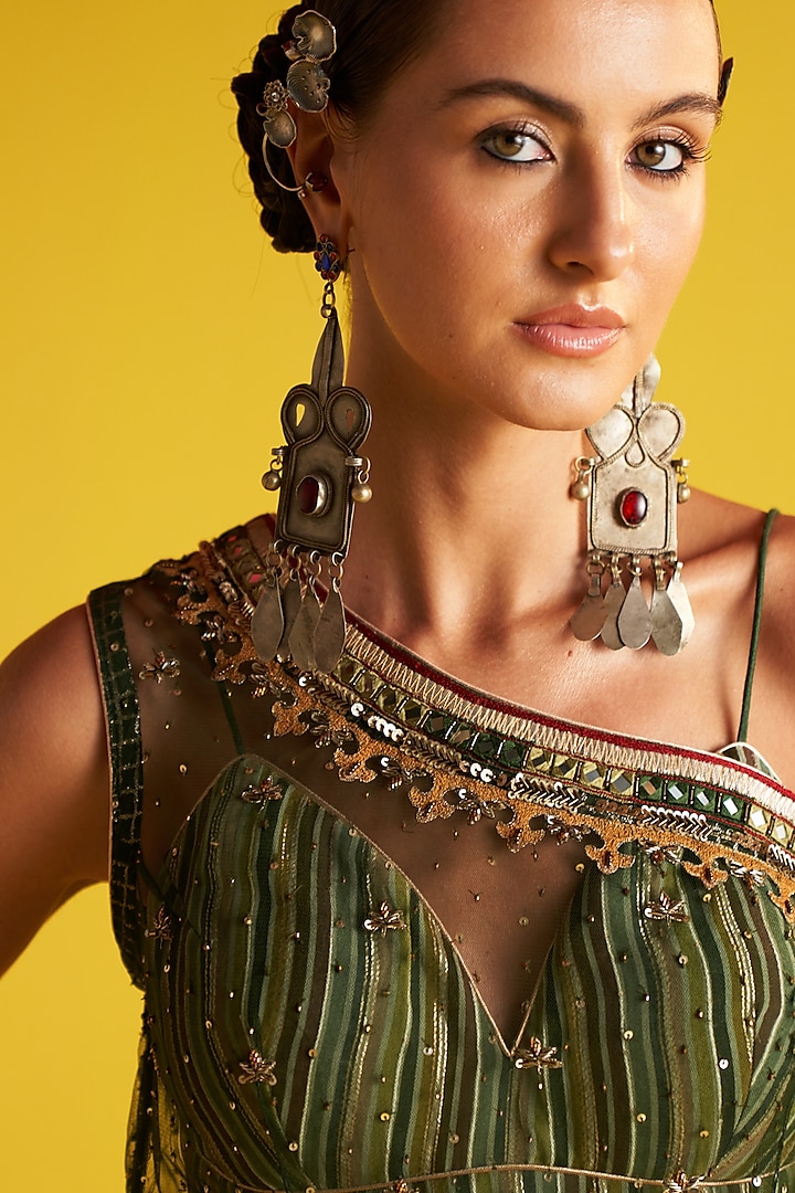 Multi-Colored Organza Printed Wedding Lehenga Set by Studio Bagechaa at Pernia's Pop Up Shop
