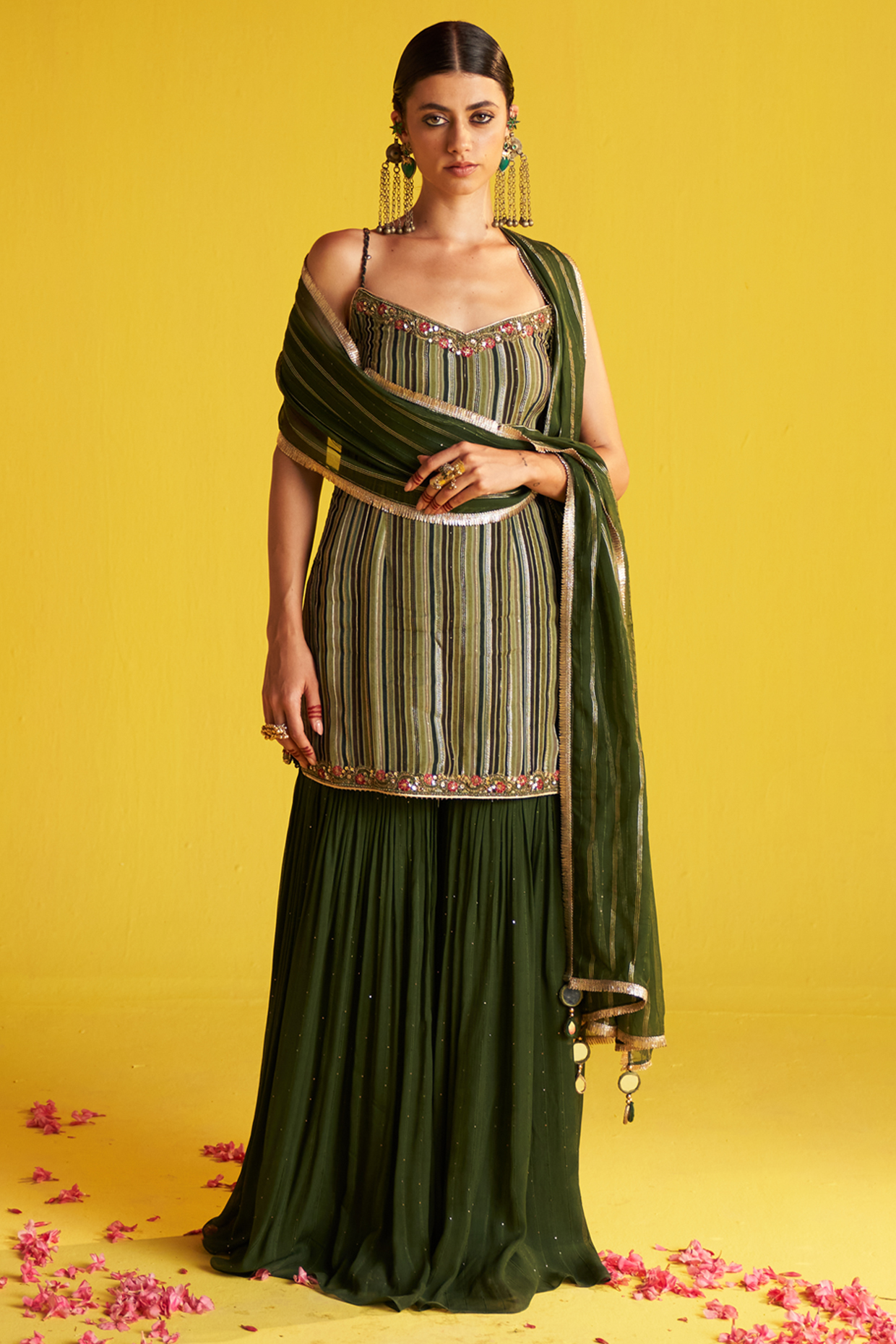 Green Organza Party Wear Sharara Set by Studio Bagechaa at Pernia's Pop Up Shop