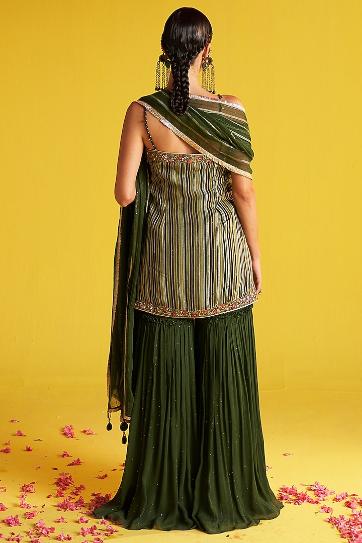 Green Organza Party Wear Sharara Set by Studio Bagechaa at Pernia's Pop Up Shop