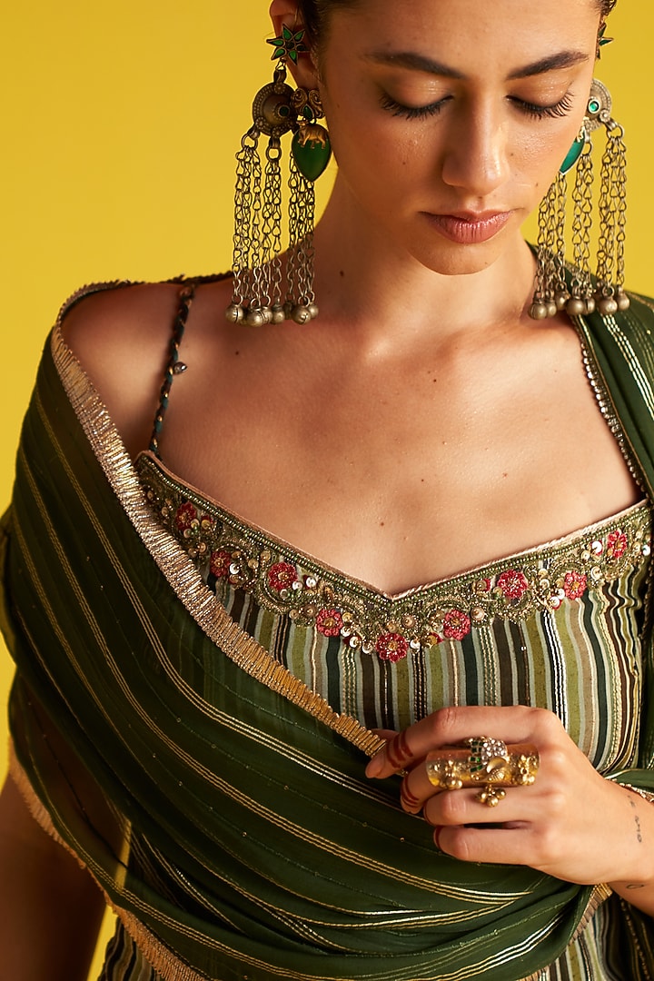 Green Organza Party Wear Sharara Set by Studio Bagechaa at Pernia's Pop Up Shop