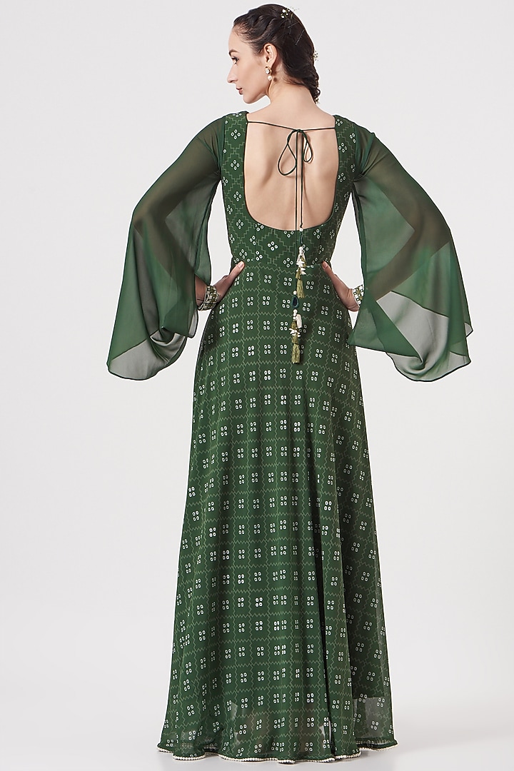 Leafy Green Digital Printed Party Wear Anarkali Set by Studio Bagechaa at Pernia's Pop Up Shop