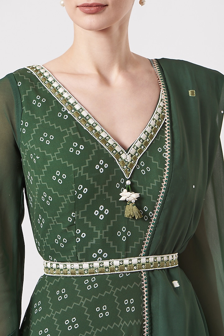 Leafy Green Digital Printed Party Wear Anarkali Set by Studio Bagechaa at Pernia's Pop Up Shop