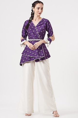 White Silk Co-Ord Set by Studio Bagechaa