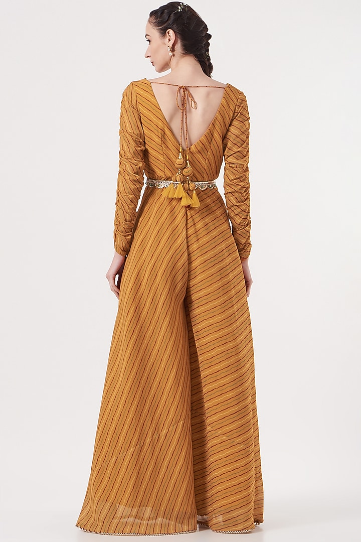 Mustard Yellow Embellished Jumpsuit by Studio Bagechaa at Pernia's Pop Up Shop