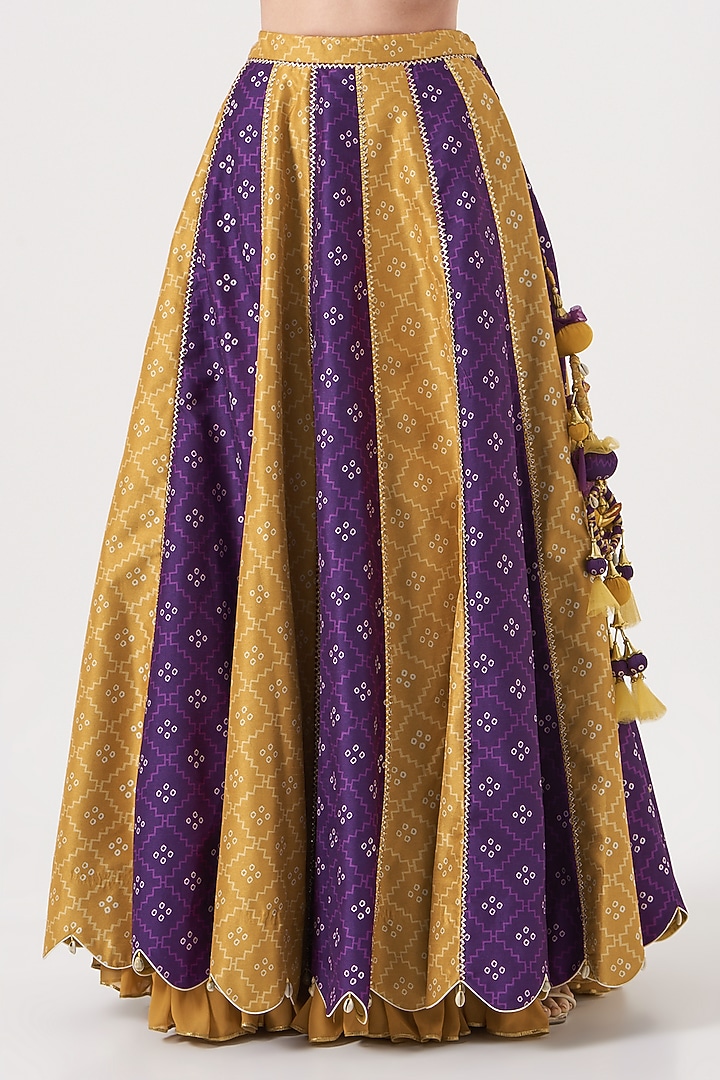 Mustard & Purple Embroidered Wedding Lehenga Set by Studio Bagechaa at Pernia's Pop Up Shop
