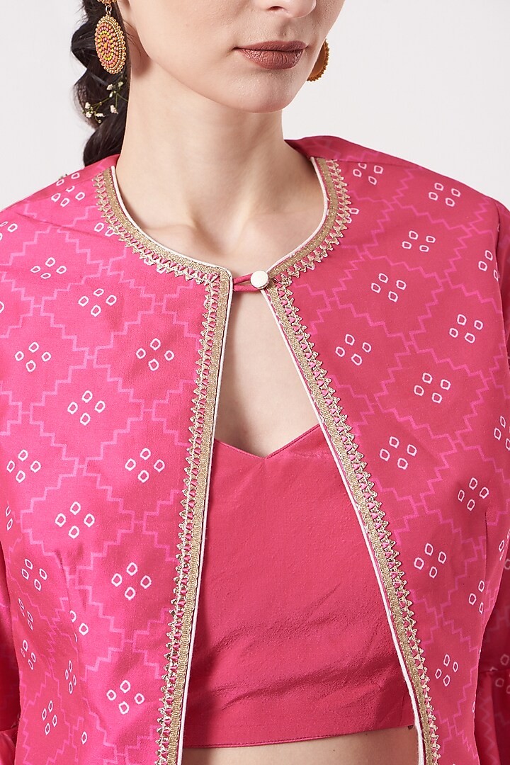 Neon Pink Crepe Cowl Skirt Set by Studio Bagechaa at Pernia's Pop Up Shop