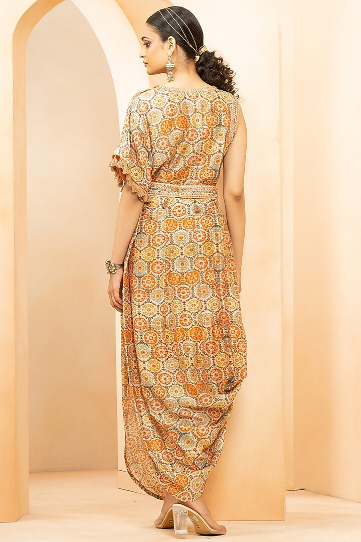 Multi-Colored Fine Silk Digital Printed Vacation Dress With Belt by Studio Bagechaa at Pernia's Pop Up Shop