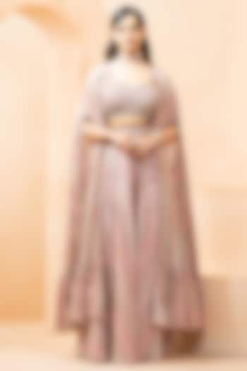 Purple Fine Silk Digital Printed Cape Set by Studio Bagechaa at Pernia's Pop Up Shop