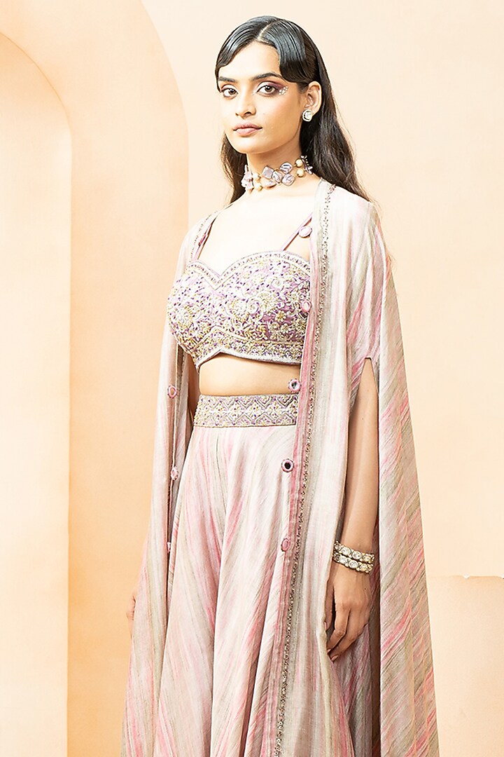 Purple Fine Silk Digital Printed Cape Set by Studio Bagechaa at Pernia's Pop Up Shop