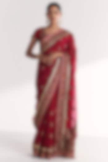 Hot Pink Organza Gota Embroidered Reception Saree Set by Studio Bagechaa at Pernia's Pop Up Shop