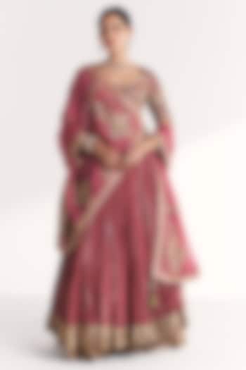 Mauve Pink Lurex Chanderi Wedding Lehenga Set by Studio Bagechaa at Pernia's Pop Up Shop