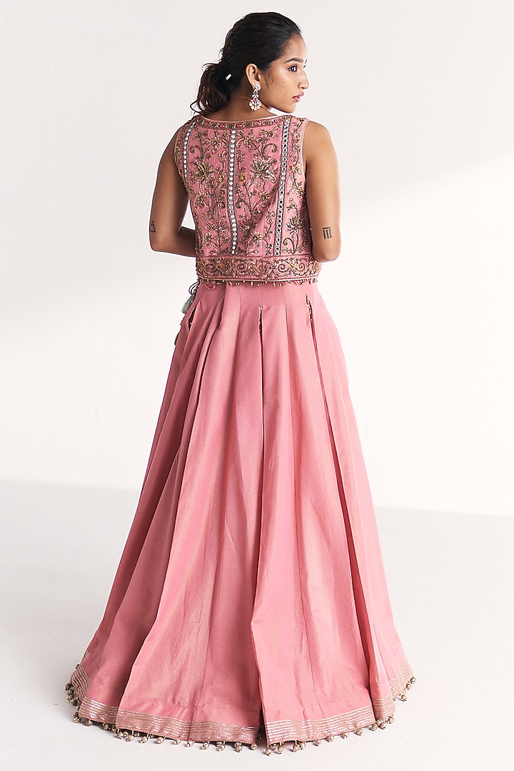 Light Pink Tissue & Dola Silk Gota Work Wedding Lehenga Set by Studio Bagechaa at Pernia's Pop Up Shop