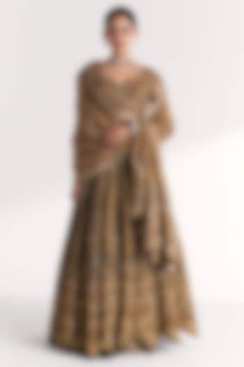 Gold Dola Silk Hand Embroidered Bridal Lehenga Set by Studio Bagechaa at Pernia's Pop Up Shop