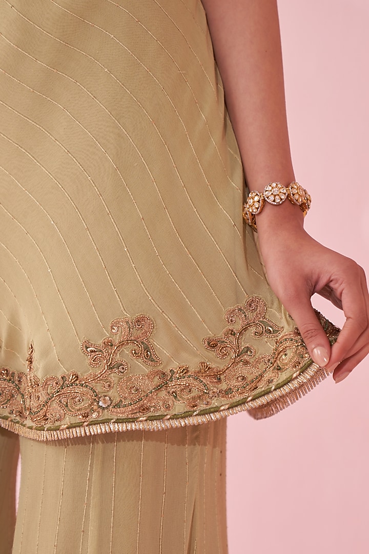 Green Georgette Sequin Party Wear Sharara Set by Studio Bagechaa at Pernia's Pop Up Shop