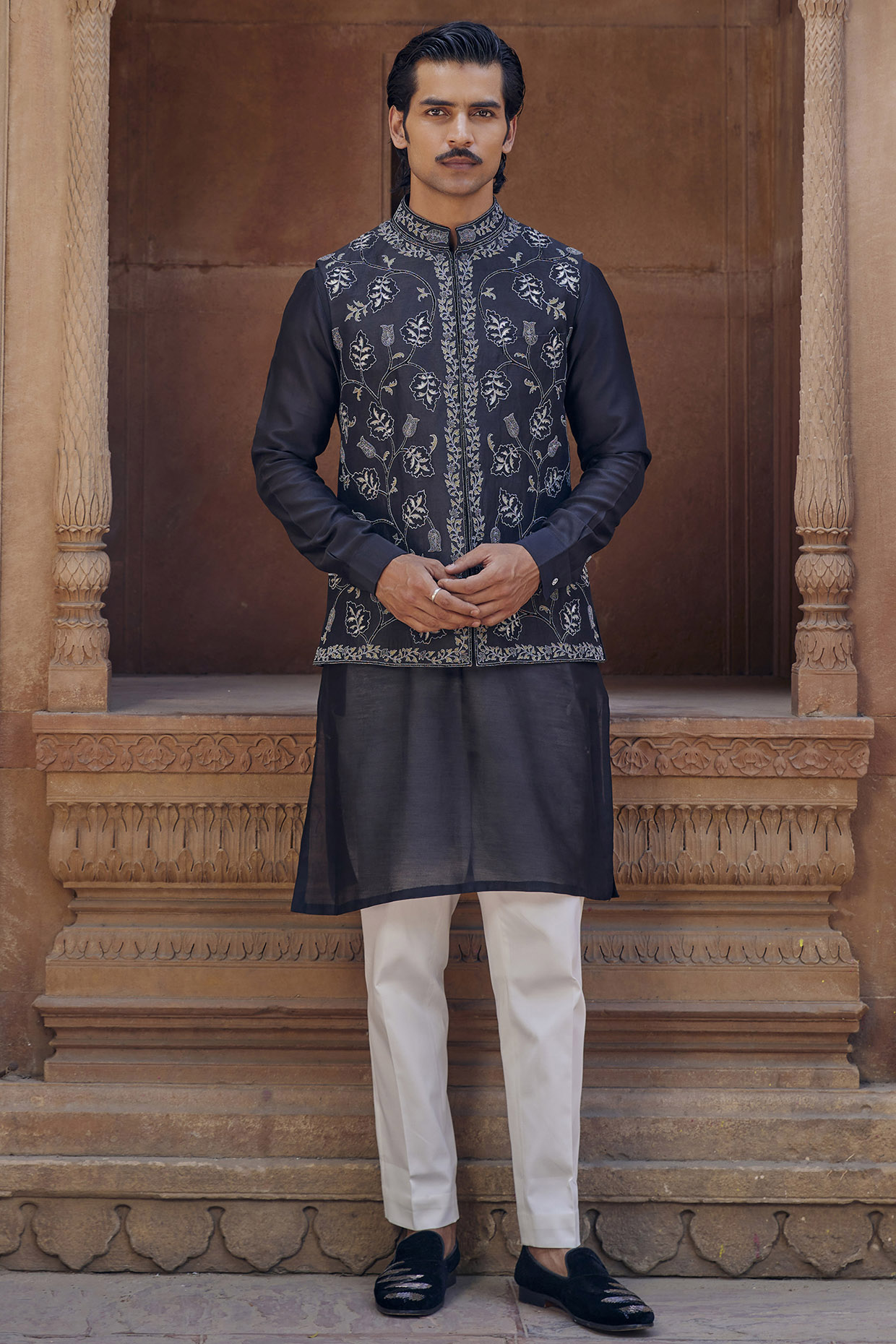 Kurta Pyjama Set Online india - Kurta Pyjama Nehru jacket – Bonsoir