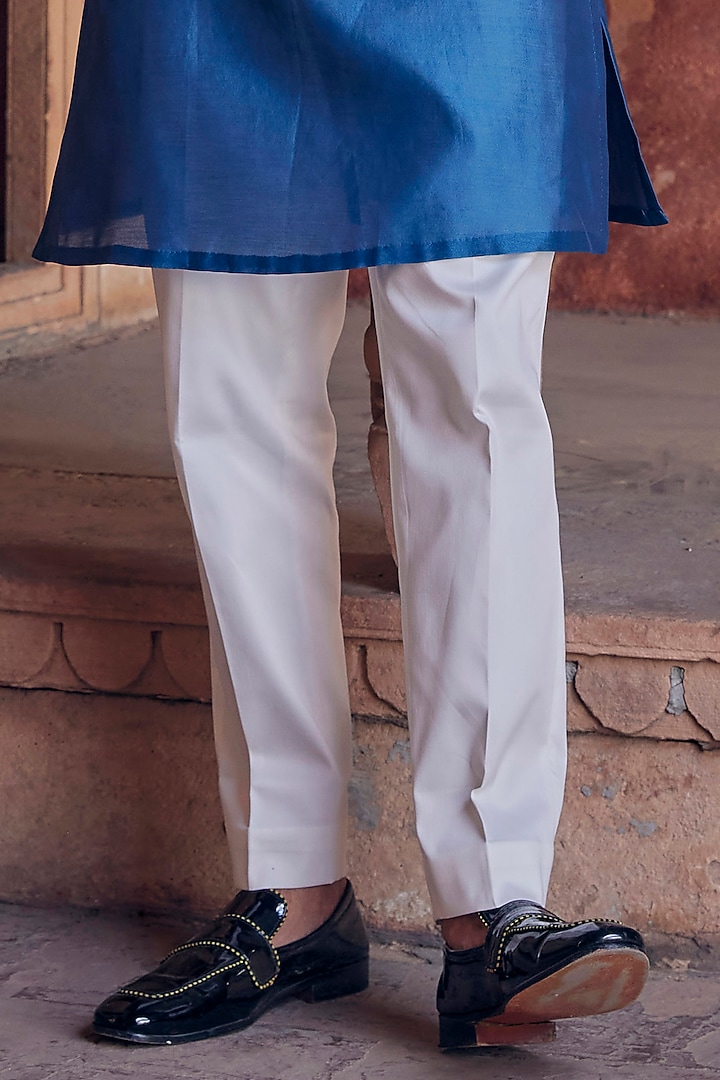Turquoise Chanderi Hand Embroidered Nehru Jacket Set by Studio Bagechaa Men at Pernia's Pop Up Shop