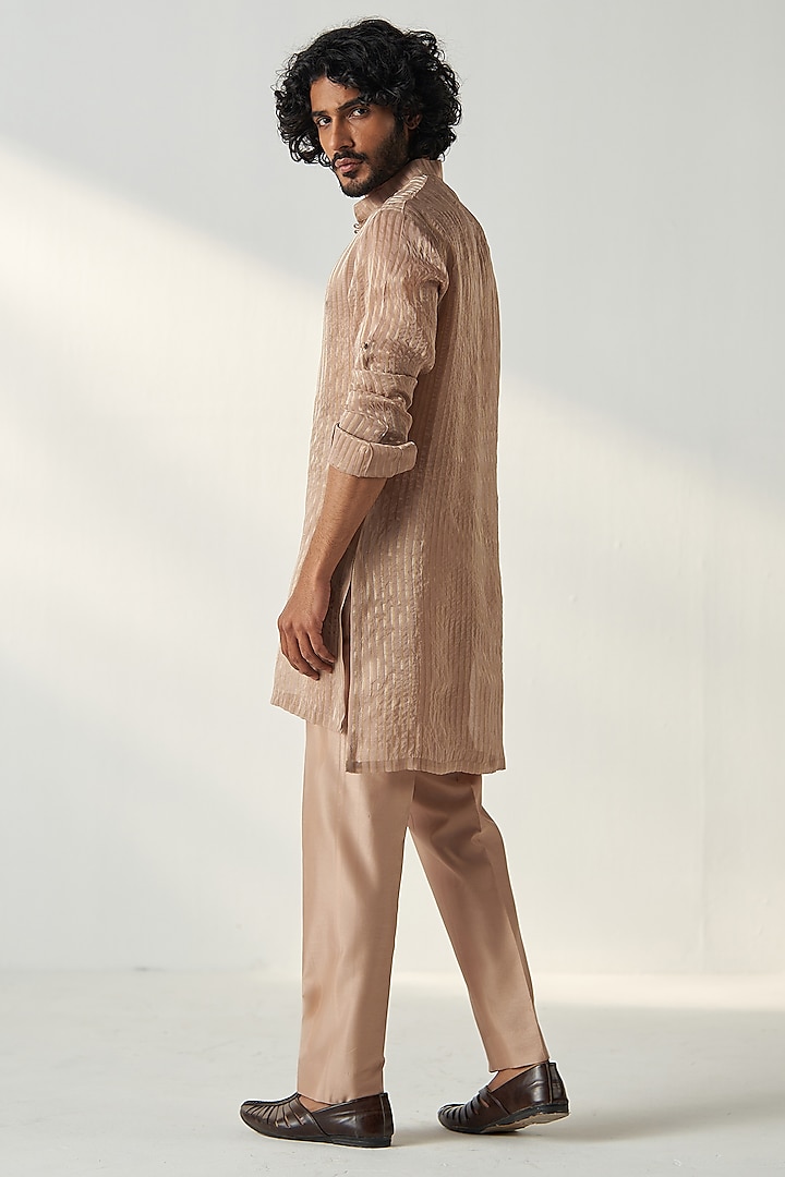Fawn Organza Kurta Set by Studio Bagechaa Men at Pernia's Pop Up Shop