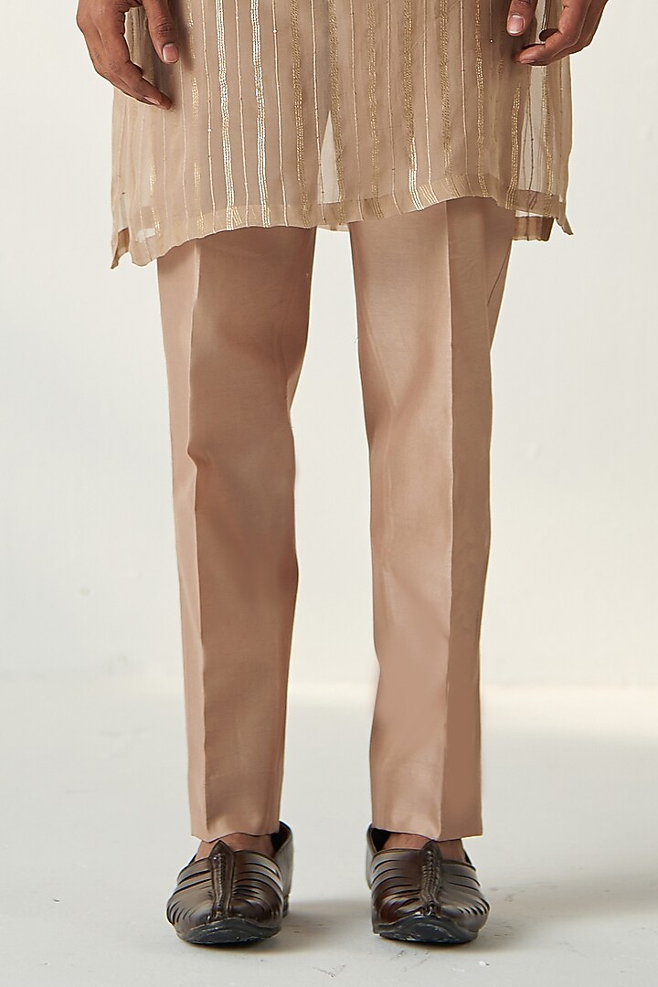 Fawn Georgette Sequins Embroidered Kurta Set by Studio Bagechaa Men at Pernia's Pop Up Shop
