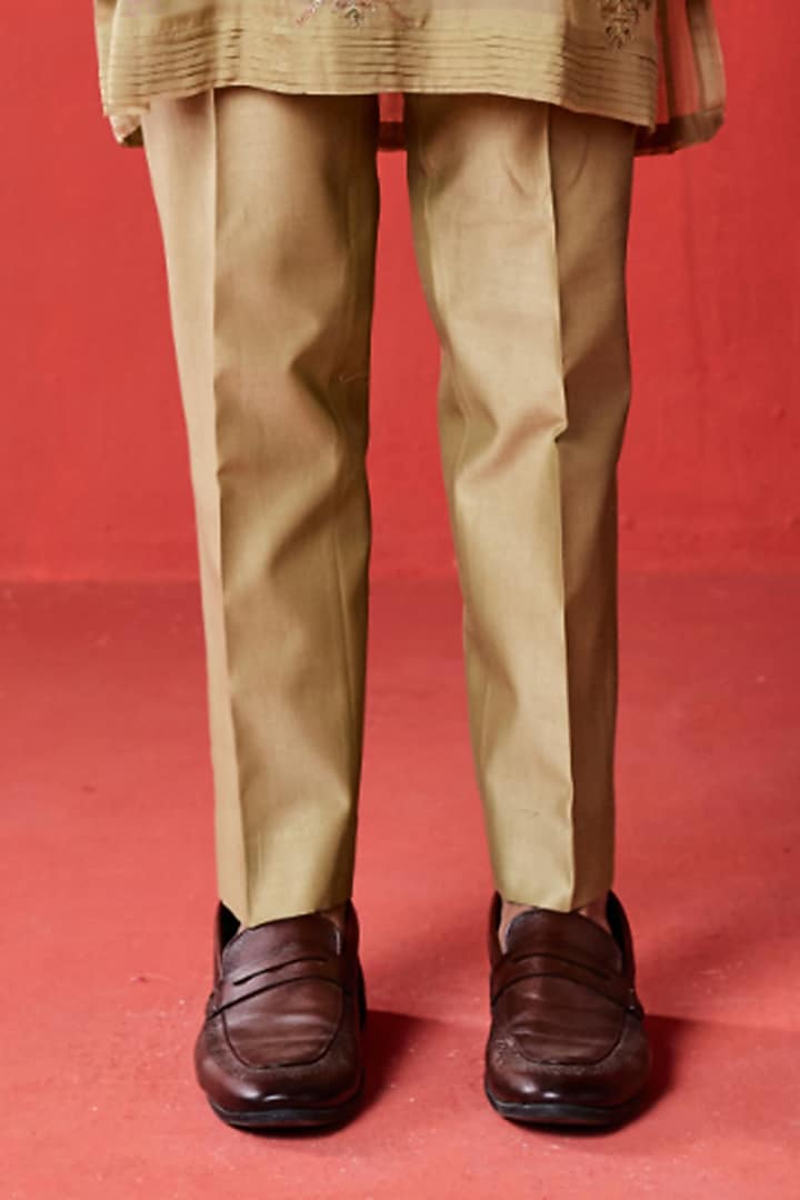 Green Organza & Organza Tissue Stripe Embroidered Kurta Set by Studio Bagechaa Men at Pernia's Pop Up Shop