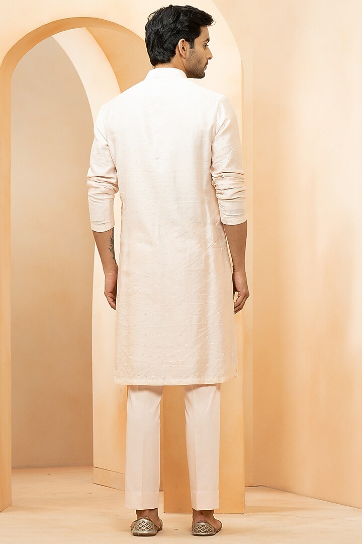 Ashar Chanderi & Fine Silk Printed Nehru Jacket Set by Studio Bagechaa Men at Pernia's Pop Up Shop
